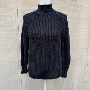 J. Crew Dark Navy/Black Rollneck Cotton Turtleneck Sweater